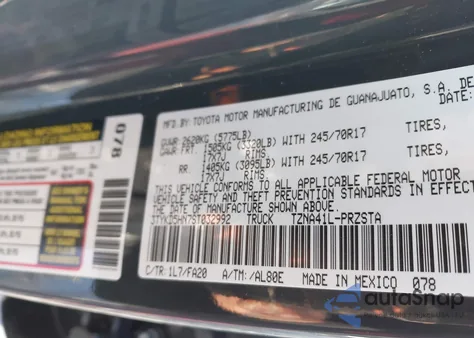 2025 Toyota Tacoma Sr from USA, damaged, VIN 3TYKD5HN7ST032992